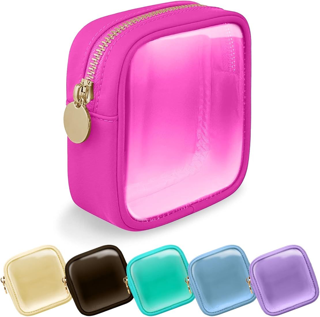 UIXIZQ Clear Mini Makeup Bag for Purse, Small Nylon&PVC Cosmetic Travel Bag TSA Approved Toiletry... | Amazon (US)