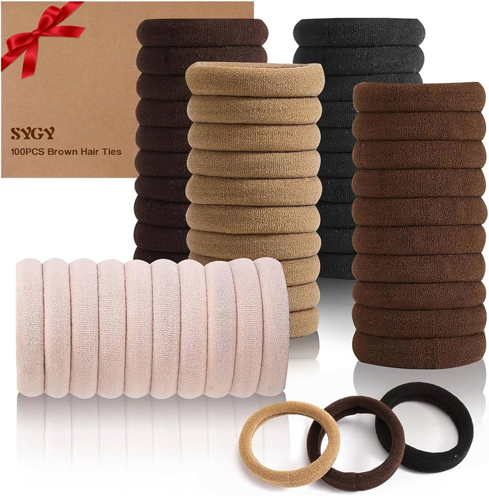 SYGY Hair Tie, 100PCS Hair Ties for Thick Thin Hair, Seamless Cotton Hair Bands, No Damage for Wo... | Amazon (US)