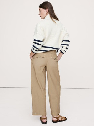 Wide-Leg Textured Twill Pull-On Pant | Banana Republic (US)
