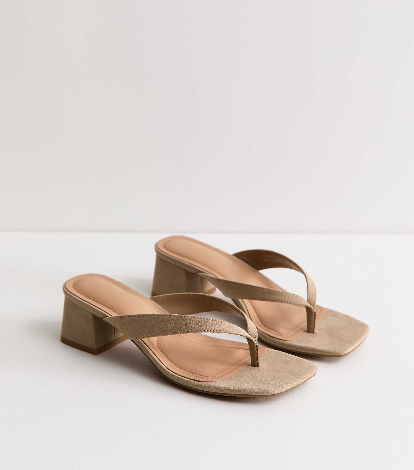 Light Brown Faux Suede Toe Post Block Heel Sandals | New Look | New Look (UK)