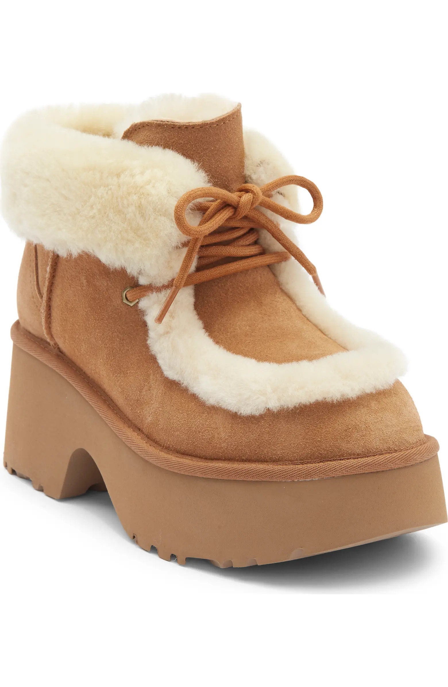 Esmee Genuine Shearling Detail Lace-Up Boot (Women) | Nordstrom