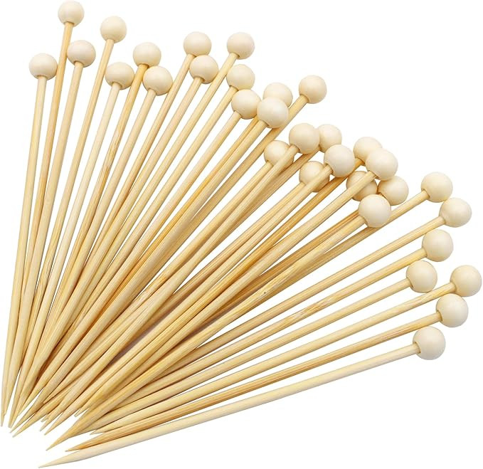 BLUE TOP 4.7 in 200PCS Wooden Ball Food Cocktail Picks Food Skewers Bamboo Picks for Charcuterie,... | Amazon (US)