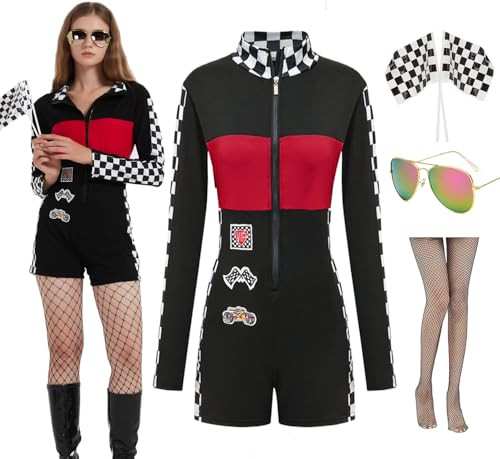 ZeroShop Womens Halloween Sexy Race Car Driver Costume Talladega Nights Day Outfits,S | Amazon (US)