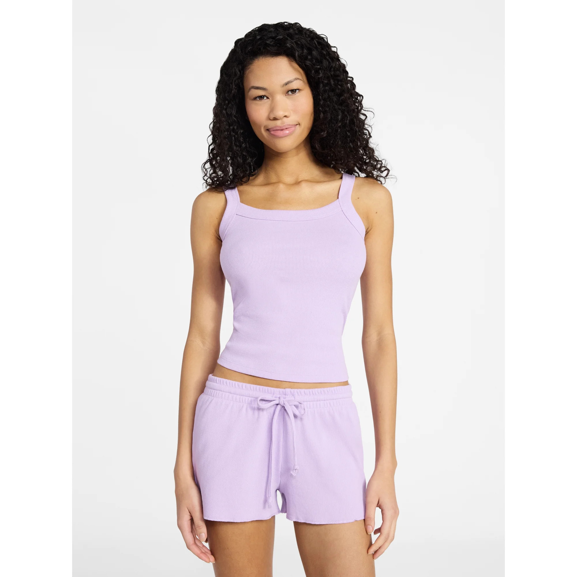 No Boundaries Sleep Ribbed Tank and Shorts Set, 2-Piece, Women’s XXS-3X | Walmart (US)