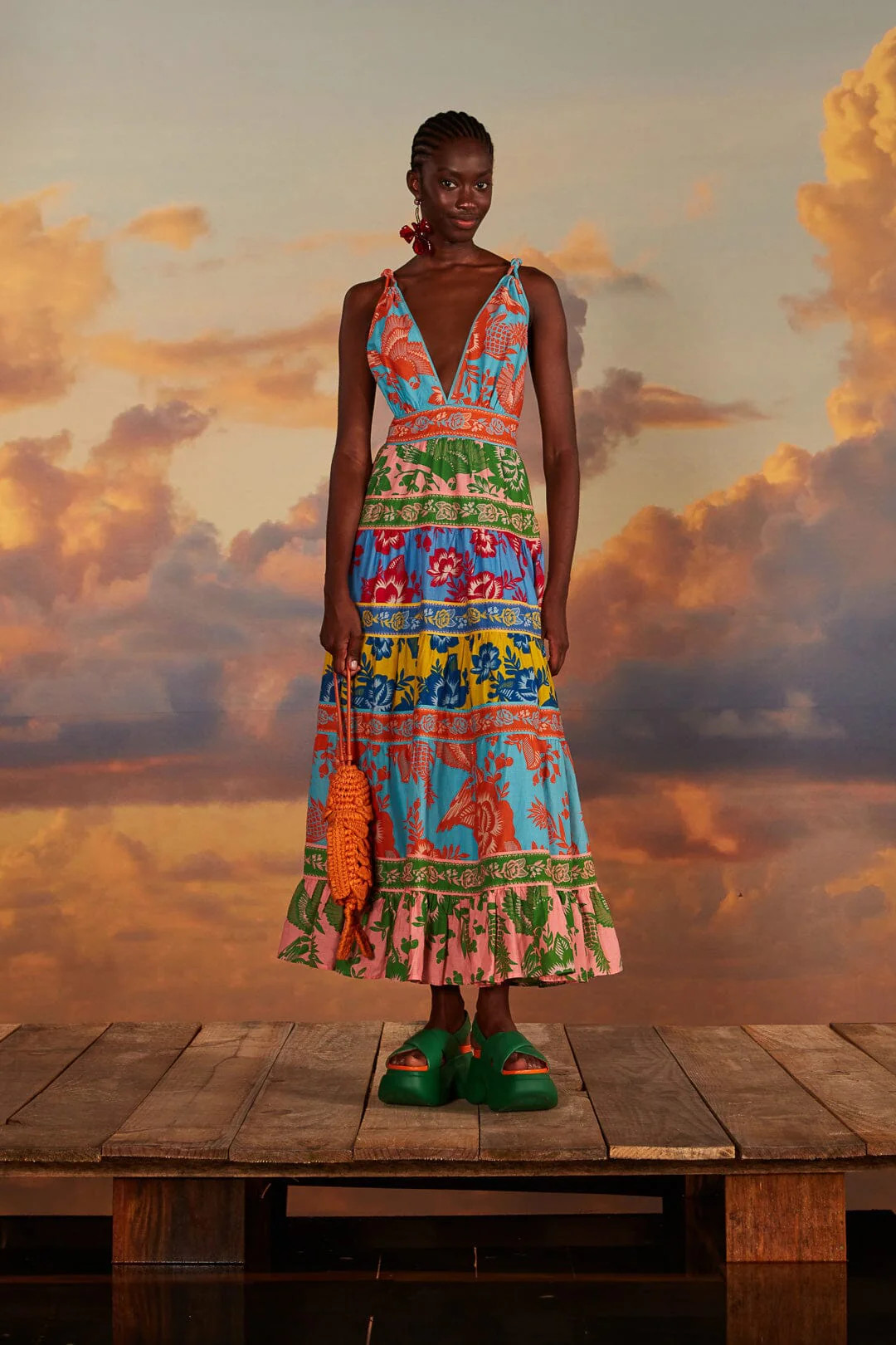 Mixed Lace Garden Midi Dress | FarmRio (US)