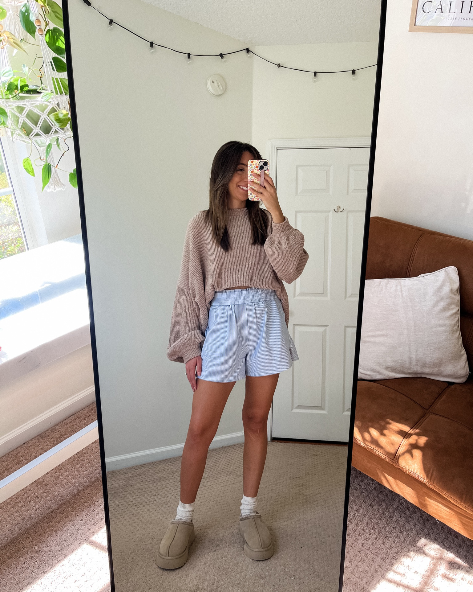 Fall Outfit Idea, Chunky Sweater, Djerf Avenue Breezy Shorts, Ugg Tazz Mustard Seed, Pumpkin Patch Inspo

#LTKstyletip