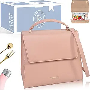 X-Large Beige - Tan Insulated Lunch Bag for Women. Aesthetic Cute Adult Tote Purse, Classy Lunch ... | Amazon (US)