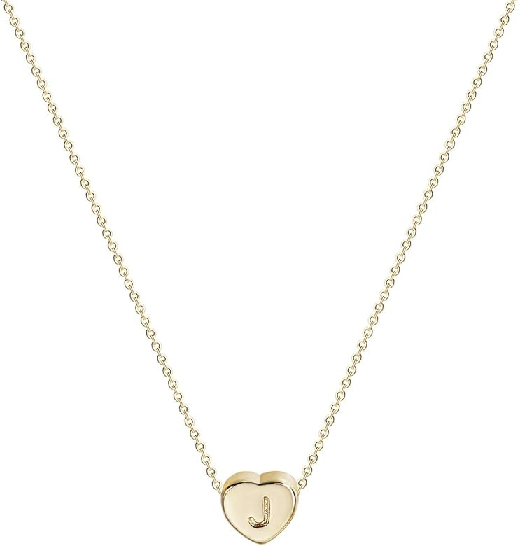 Tiny Gold Initial Heart Necklace-14K Gold Filled Handmade Dainty Personalized Letter Heart Choker... | Amazon (US)