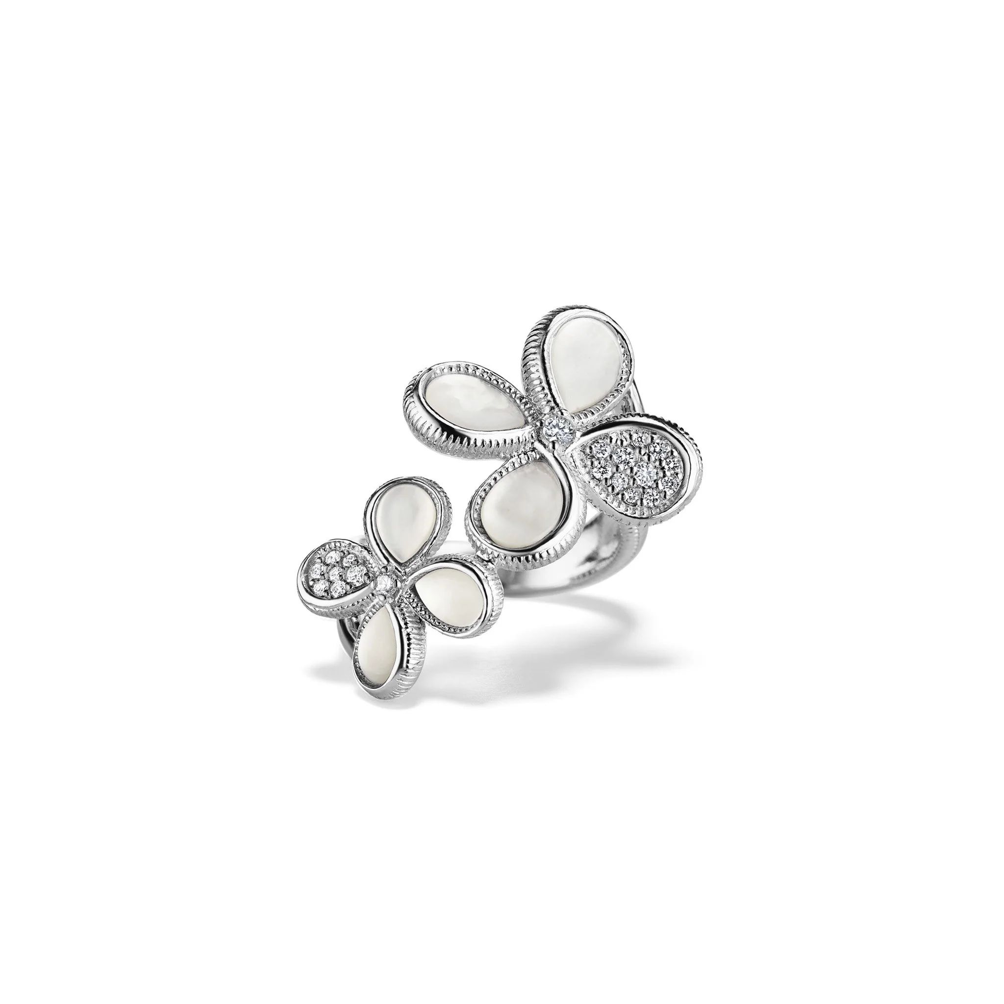 Jardin Double Flower Ring with Mother of Pearl and Diamonds | Judith Ripka 