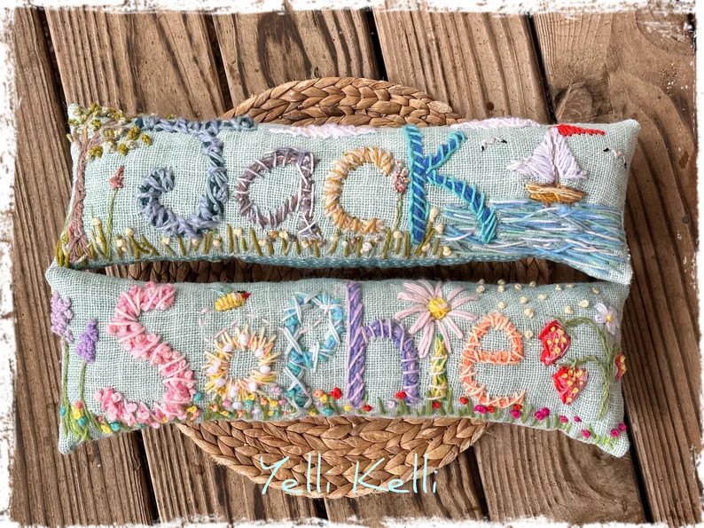 Personalized Name Freehand Bohemian Embroidered Pillow Made to Order up to FIVE Letters Yellikell... | Etsy (US)