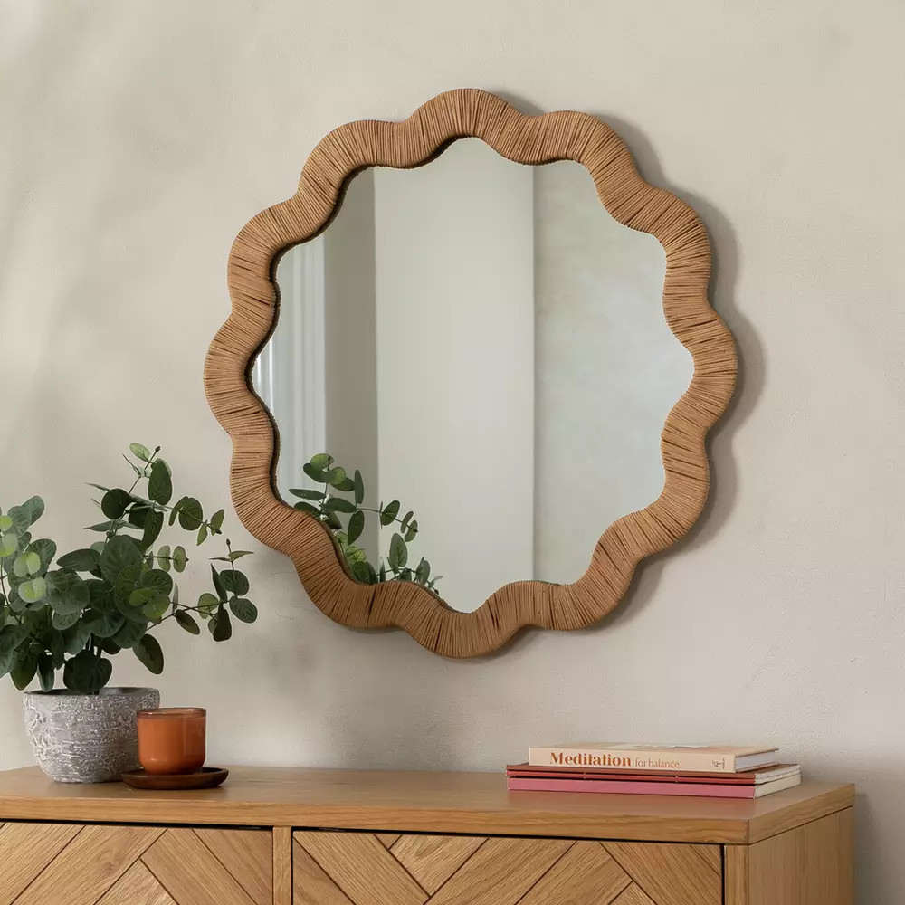 Buy Habitat Rattan Round Wavy Wall Mirror - 60x60cm | Wall mirrors | Argos | argos.co.uk