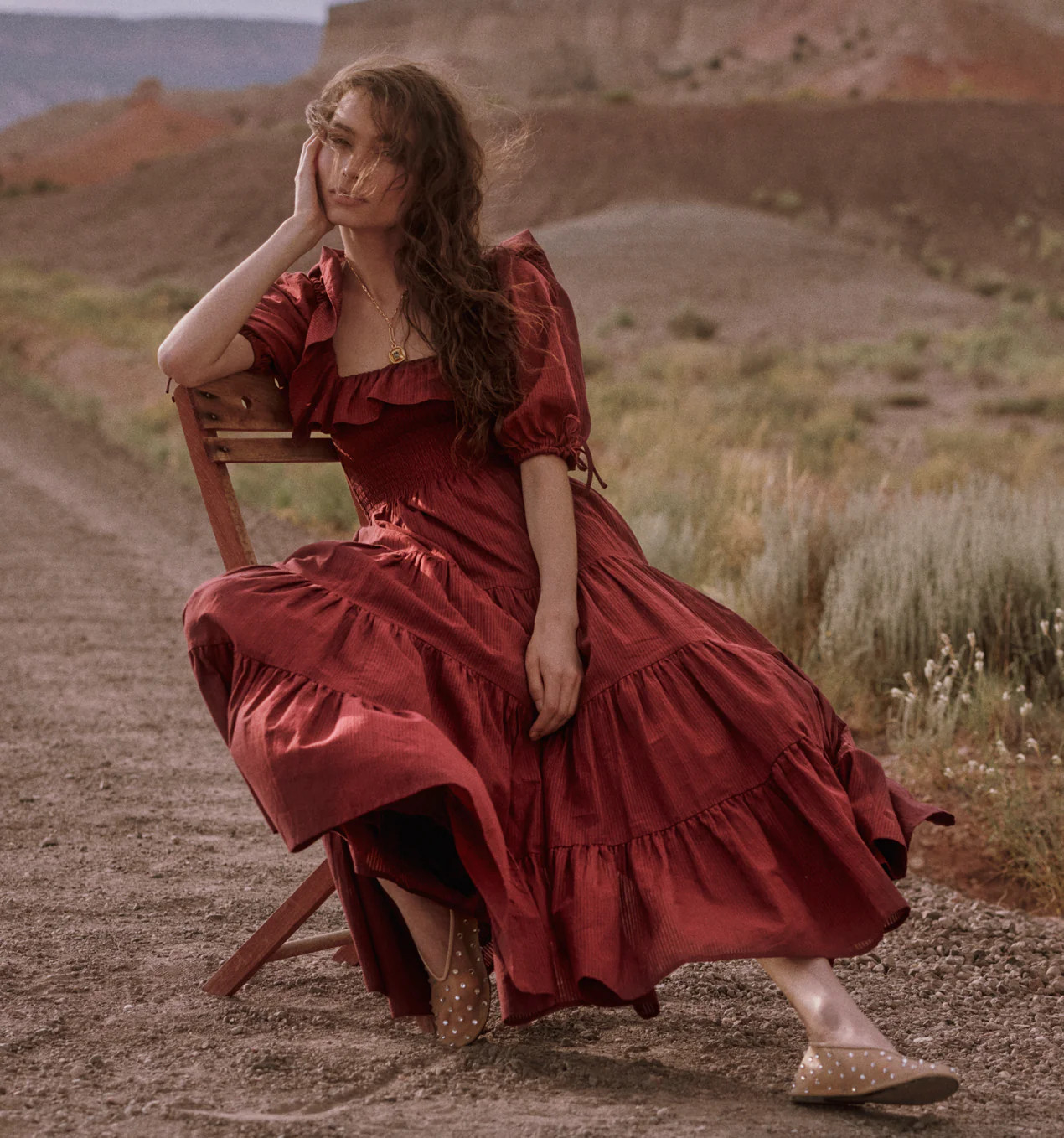 The Corinne Nap Dress - Burgundy Shadow Stripe | Hill House Home