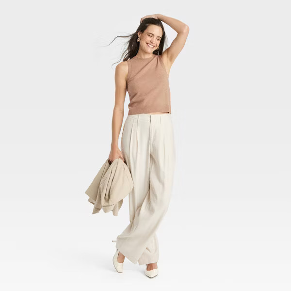 Women's Crewneck Cozy Knit Pullover Sweater Tank - A New Day™ Red S | Target