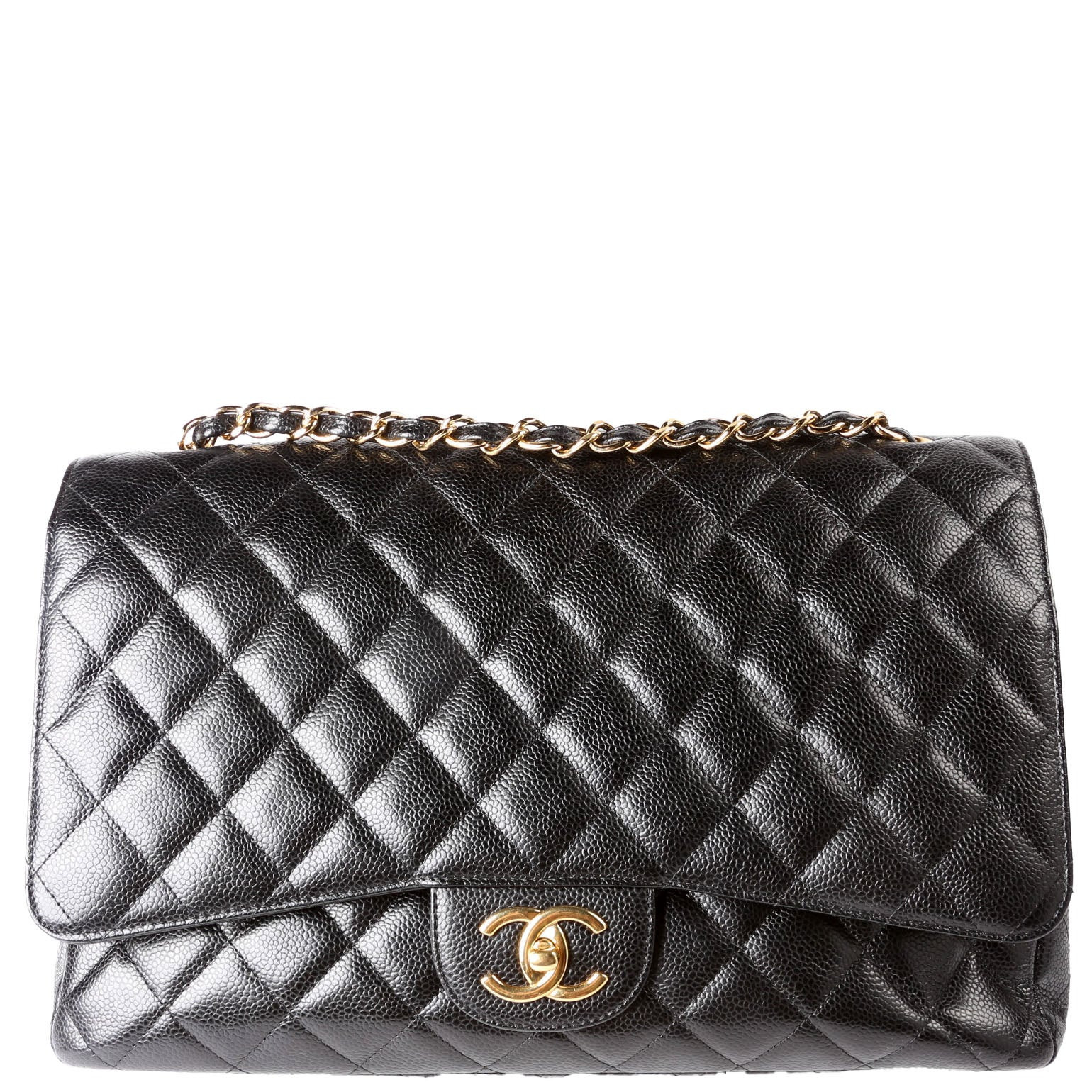 Classic Flap Max Caviar 14-16M Black | Keeks Designer Handbags