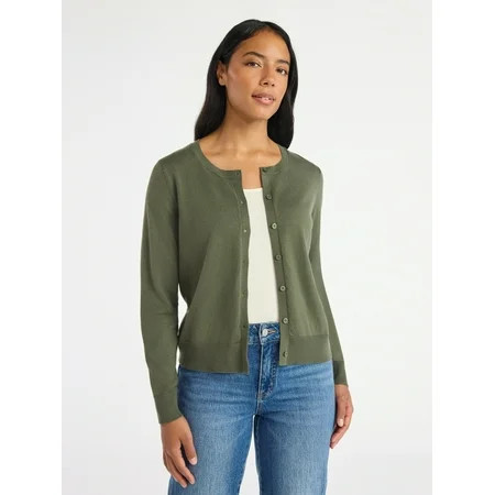 Time and Tru Women's Fine Gauge Cardigan Sweater, Lightweight, Sizes XS-XXXL | Walmart (US)
