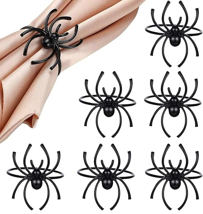 mdgfge Halloween Spider Napkin Rings Set of 6 Black Napkin Holder Rings for Halloween Family Part... | Amazon (US)