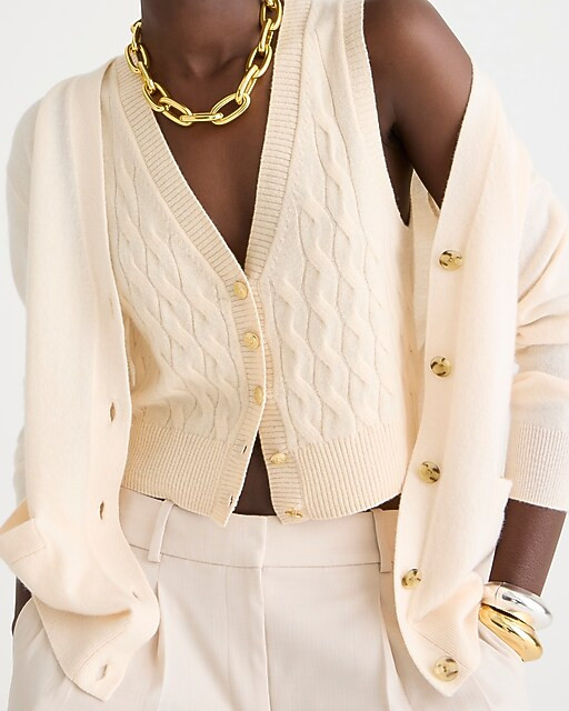 Cashmere cropped cable-knit sweater-vest | J. Crew US