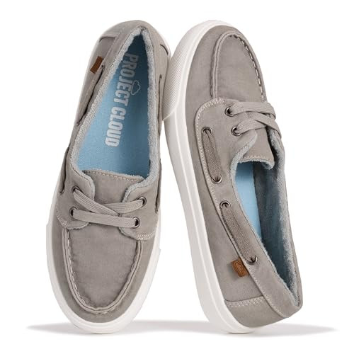 Project Cloud Canvas Sneakers for Women - Memory Foam Slip On Shoes Women Footwear - Lightweight and Non Slip Fashion Sneakers (Seaslt, GRYCVS,8M) | Amazon (US)