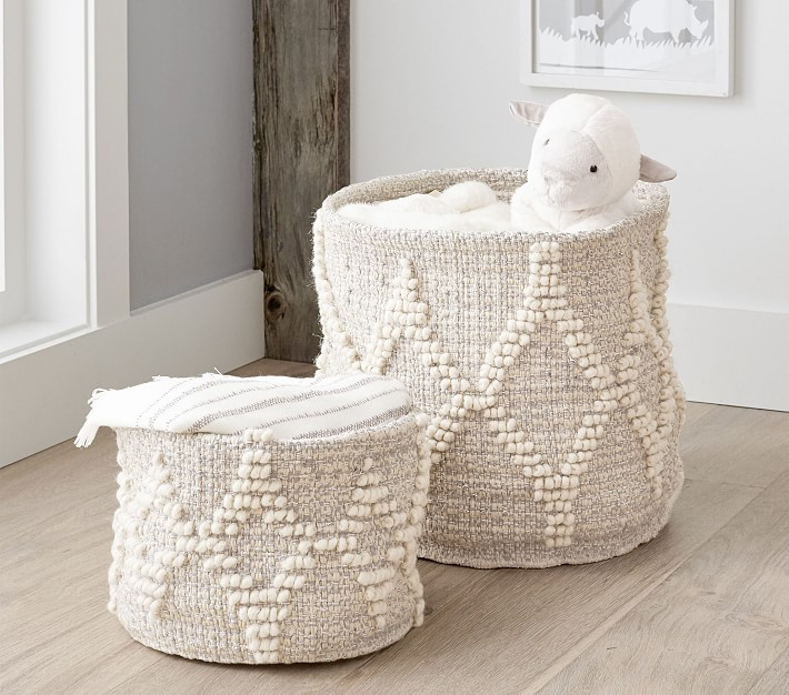 Metallic Woven Wool Nursery Storage | Pottery Barn Kids