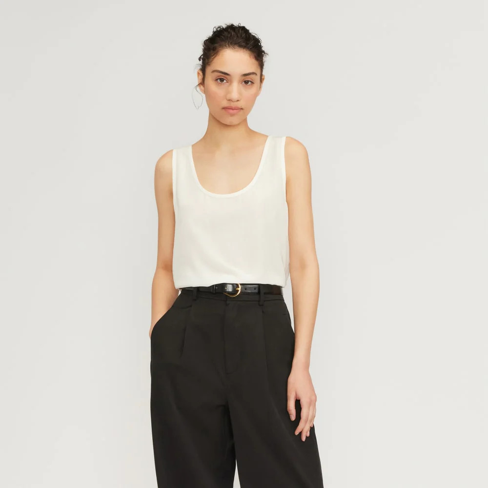 The Scoop Tank in Washable Silk | Off-White | Everlane