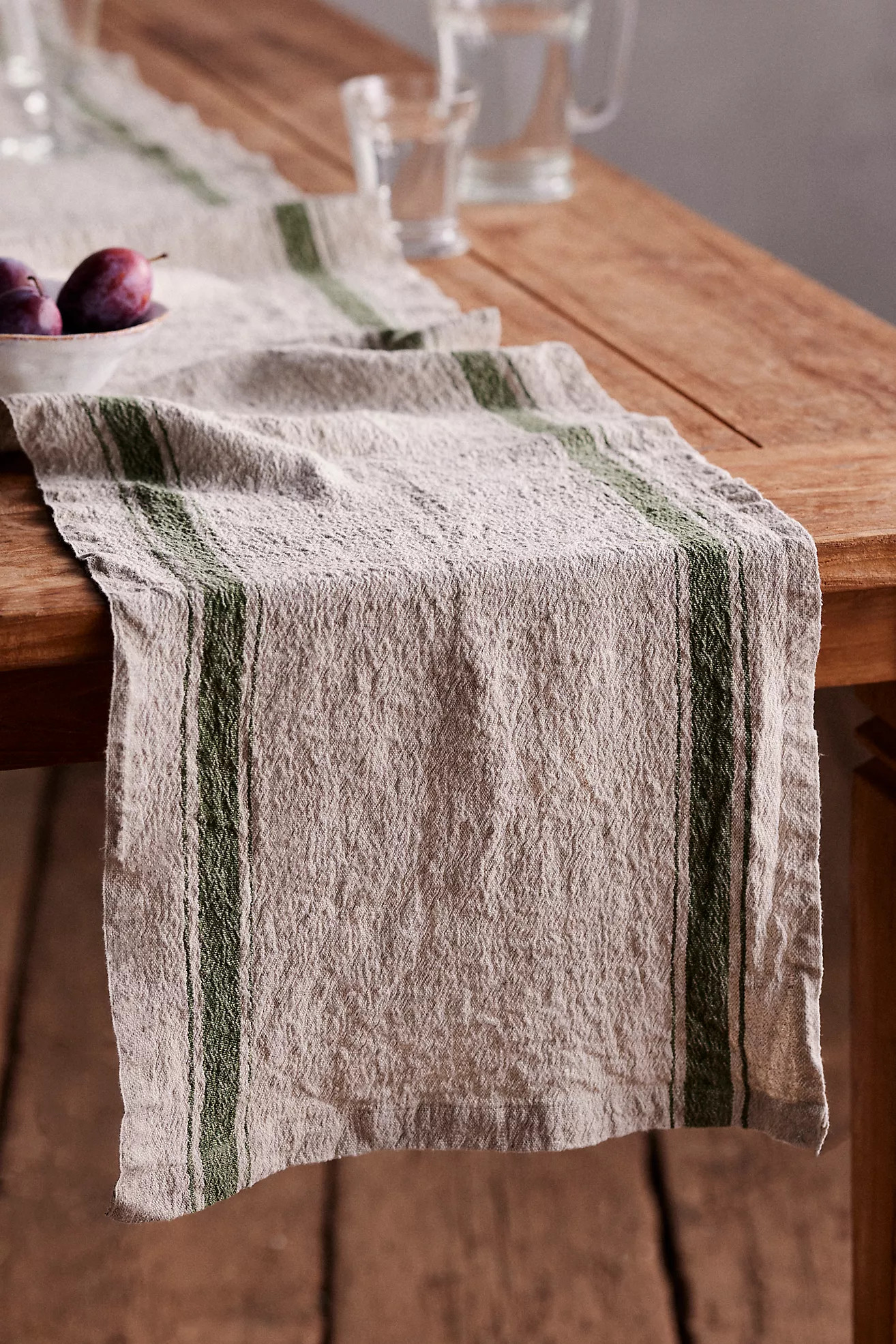 Lithuanian Linen Runner, Green Stripe | Anthropologie (US)