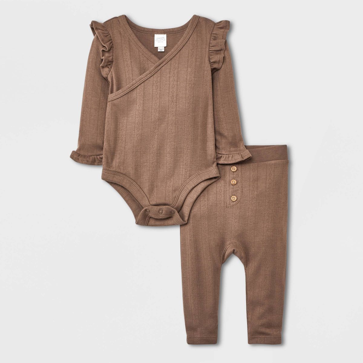 Grayson Collective Baby Girls' 2pc Solid Top & Bottom Set - Brown | Target