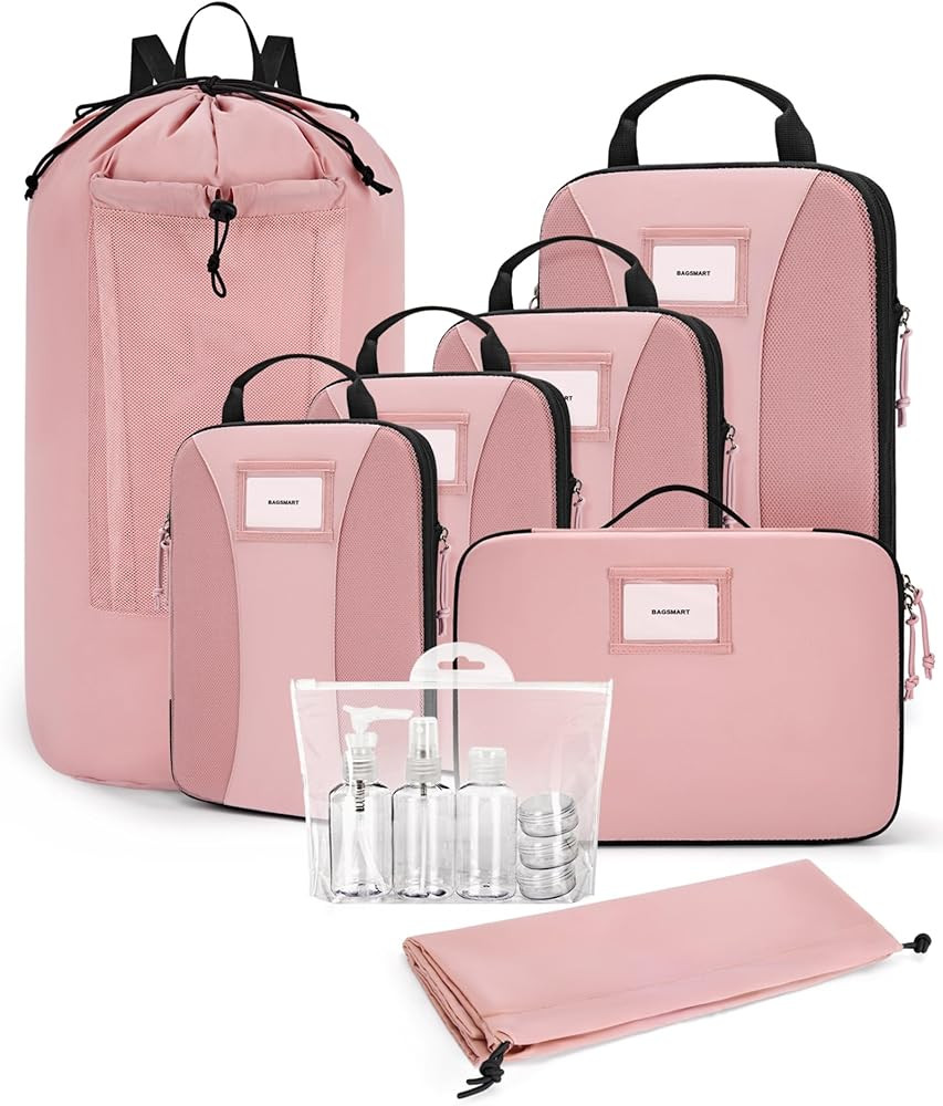 BAGSMART Compression Packing Cubes, 6 PCS Packing Cubes for Suitcases, Travel Bags Organizer for ... | Amazon (US)