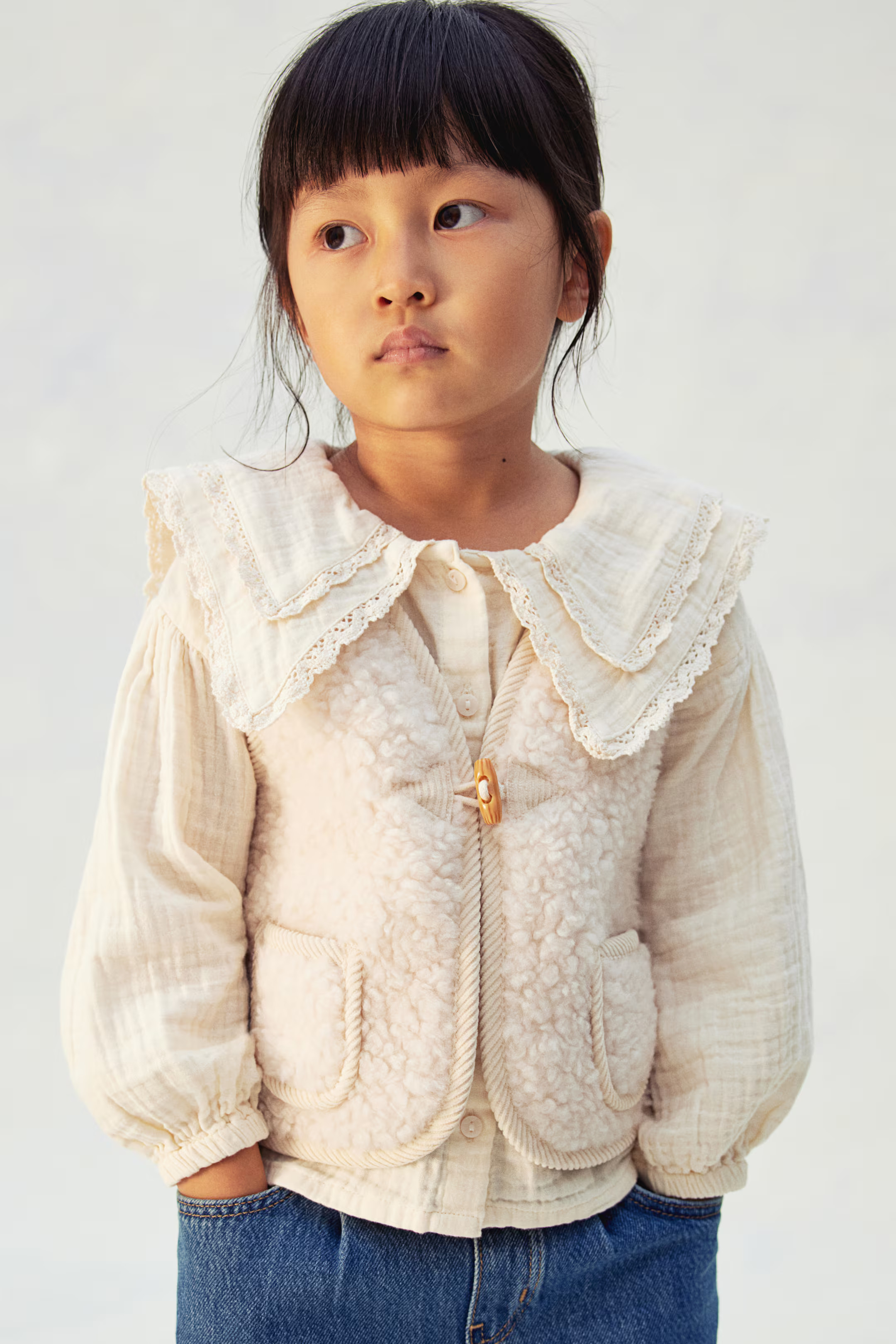 Teddy Fleece Vest - White - Kids | H&M US | H&M (US + CA)