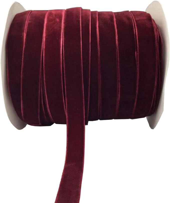 10 Yards Velvet Ribbon Spool Available in Many Colors (Wine, 5/8") | Amazon (US)