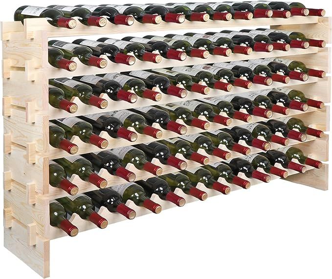Smartxchoices Stackable Modular Wine Rack 72 Slots Floor Wine Storage Stand Wooden Wine Holder Di... | Amazon (US)