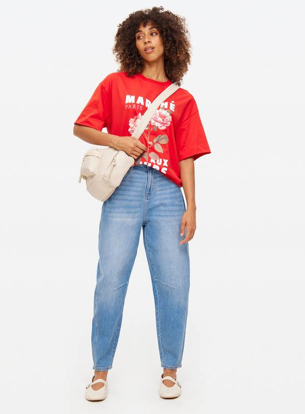 Mid Denim Barrel Leg Jeans  8R | Tu Clothing