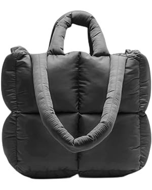 Women Padded Shoulder Bag Luxury Check Tote Bag Soft Pillow Handbag Quilted Puffy High Capacity U... | Amazon (US)