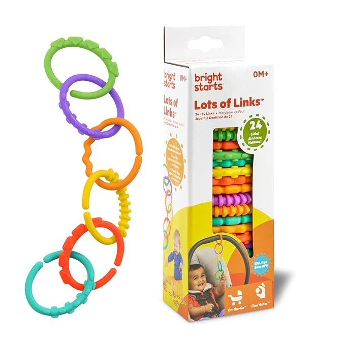 Bright Starts Lots of Links Rings Toys for Stroller or Carrier Seat, BPA-Free, Ages 0 Months Plus... | Amazon (US)