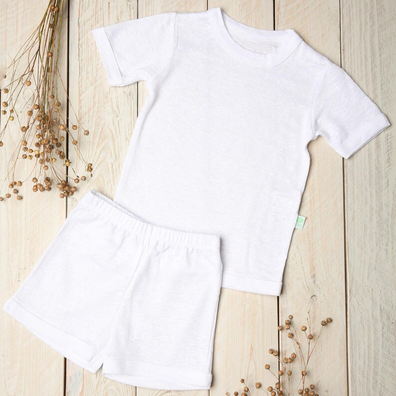 Linen Two Piece Short Kid's Pyjama Short Sleeve Shirt and Shorts for Children Good for Summer - E... | Etsy (US)