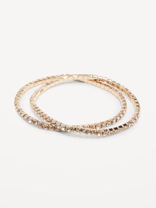 Gold-Plated Rhinestone Stretch Bracelet Set for Women | Old Navy (US)