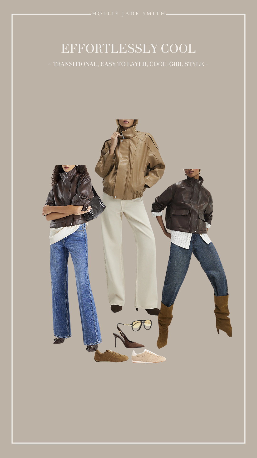 Shopping for trends is not my style. I much prefer to take my time and really consider what I buy. After all, it's important we invest our money into pieces that are realistic and wearable for our lifestyles, not because it looks good on the model. I chose these looks because of their versatility and require very little effort to "look good". 

I love an oversized (faux) leather jacket and the nod to the modern cool-girl who looks effortless, carefree, yet still polished, inspired by designers like Saint Laurent. While the colour combos are very on-trend they're also classics that never go out of style (think Rosie Huntingdon-Whiteley aka the queen of minimalism). 

Styled with straight leg jeans in different washes and a mixture of boots, heels, and trainers that will take you from day to night.



Effortlessly Cool Outfits | Transitional Outfits Winter to Spring | Easy To Layer | Cool Girl Style | Spring Outfits 2026. 

 #LTKuk #LTKwinter #LTKeurope