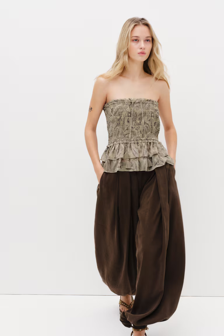 H & M - Smocked Bandeau Top - Orange | H&M (US, CA, MX)