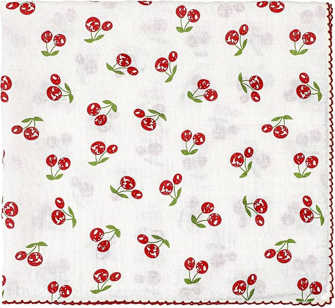 Yolev Cotton Bandana for Women Cherry Soft Cotton Head Scarf Puckered Fabric 22 inch Large Handke... | Amazon (US)
