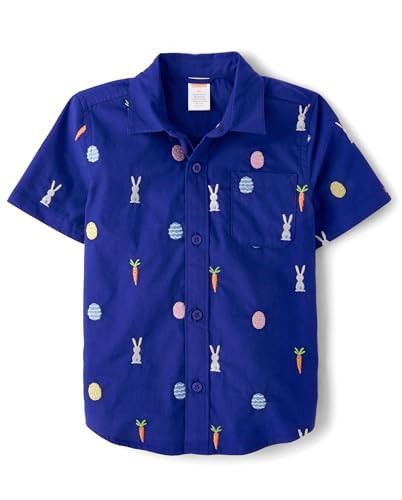 Gymboree,Boys,and Toddler Short Sleeve Button Up Shirt,Easter Print Blue,12 | Amazon (US)