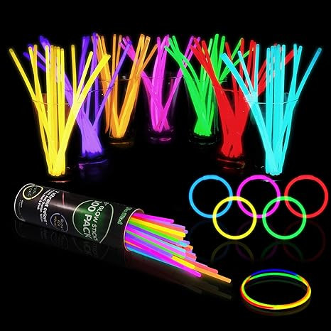 100 Glow Sticks Bulk Party Supplies - Glow in The Dark Fun Party Pack with 8" Glowsticks and Conn... | Amazon (US)