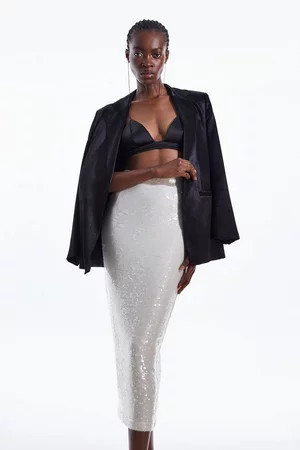 Sequin Woven Maxi Skirt | Karen Millen US