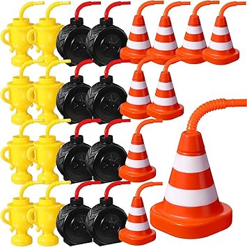 Mifoci 24 Pack Construction Cone and Tire Shaped Cups with Straw Bulk, 10 oz Traffic Cones Party ... | Amazon (US)