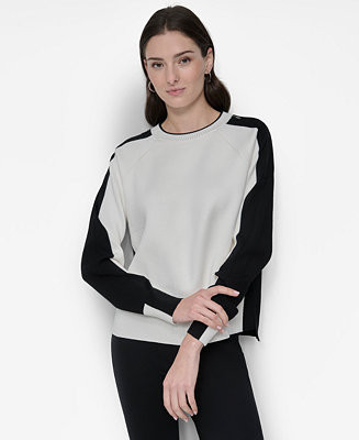 DKNY Women's Colorblocked Zip-Trim Sweater - Macy's | Macy's