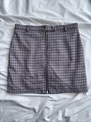 Wild Fable Purple Black Plaid Zipper Front Mini Skirt Size S | eBay US
