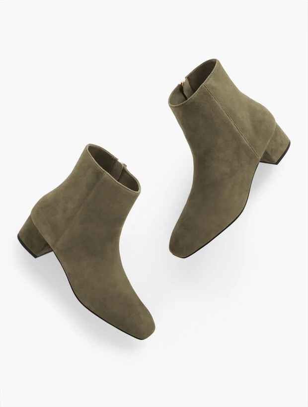 Perla Suede Block Heel Ankle Boots | Talbots