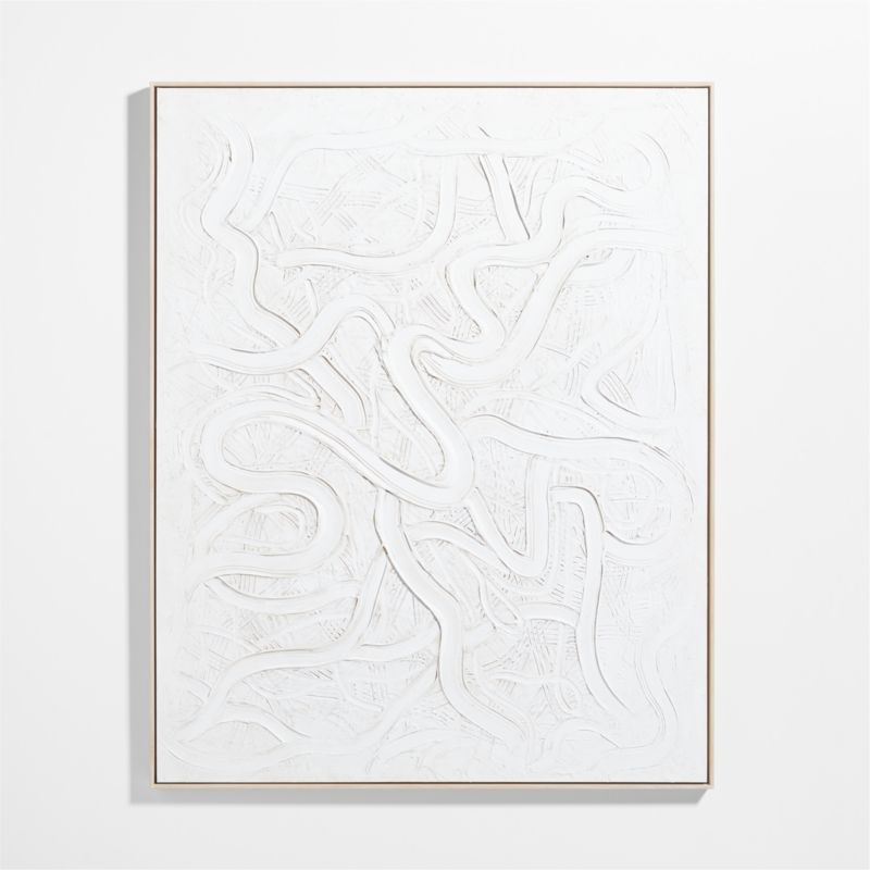 'Clear Conscience' Framed White Abstract Hand-Painted Wall Art 70"x56" by Joe Turner | Crate & Ba... | Crate & Barrel