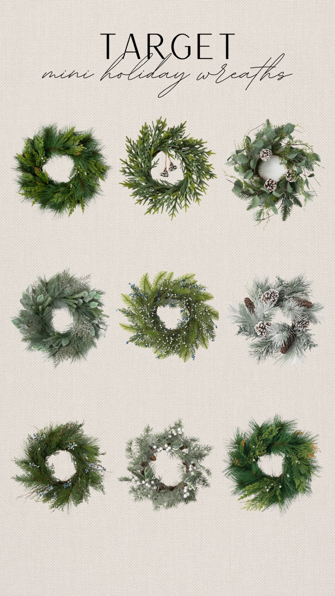Mini holiday wreaths from Target. #miniwreath #wreath #christmaswreath #christmasdecor #holidaydecor

#LTKhome #LTKSeasonal #LTKHoliday