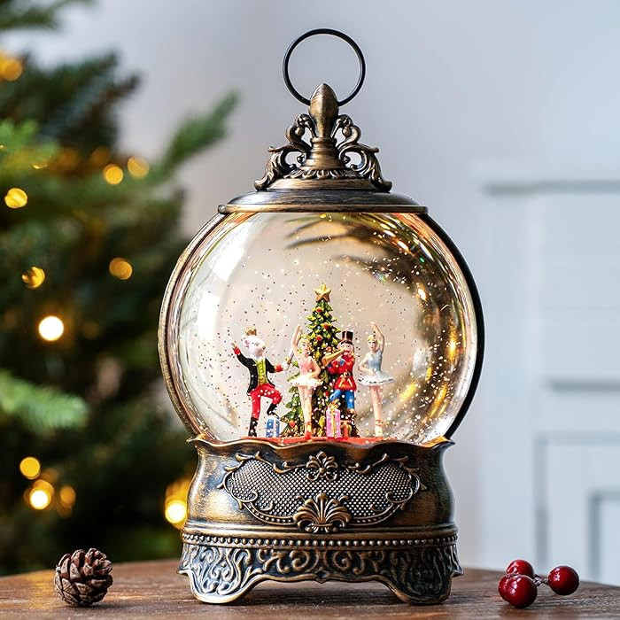 Nutcracker Christmas Snow Globe Lantern Indoor Decor Walnut Soldier with Music,6H Timer,USB Lined... | Amazon (US)