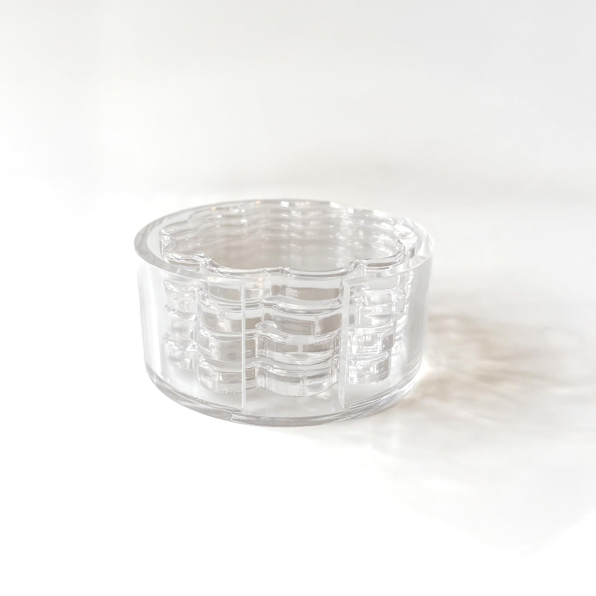 Scalloped Acrylic Coasters with Circular Holder - 4 Pack (Clear) | Amazon (US)
