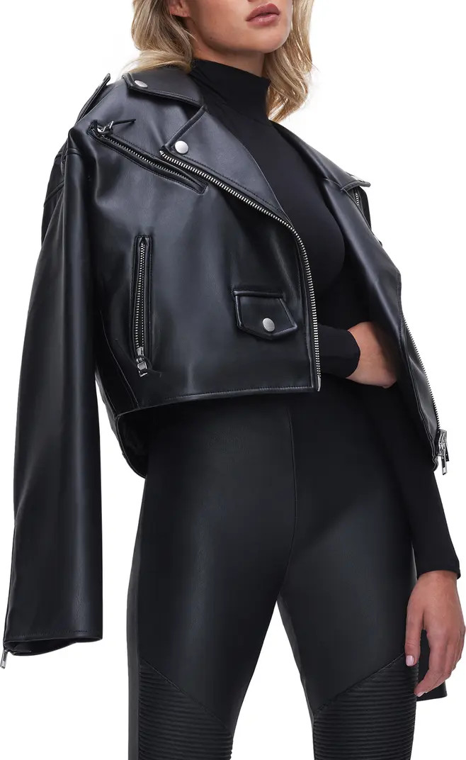 Good American Faux Leather Crop Moto Jacket | Nordstrom | Nordstrom